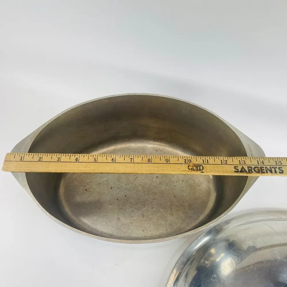 VTG Club Aluminum 15” Oval Dutch Oven Roaster Shiny Chrome Finish Lid Handles